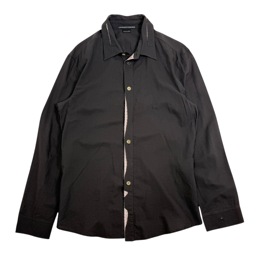 Marithe Francois Girbaud 00s Cut-Out Button-Up Shirt Brown (Fits S-M)