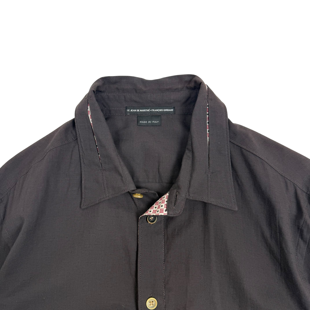 Marithe Francois Girbaud 00s Cut-Out Button-Up Shirt Brown (Fits S-M)