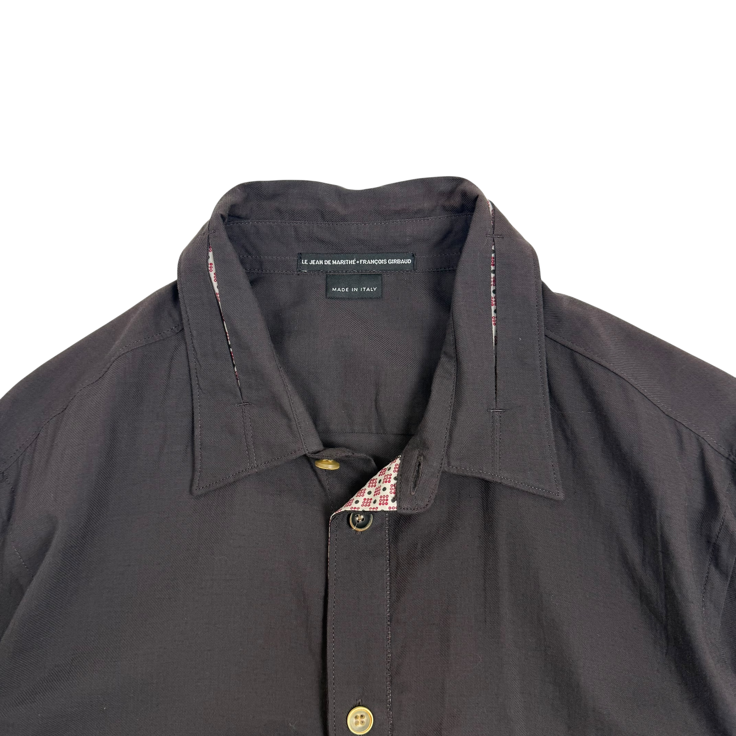 Marithe Francois Girbaud 00s Cut-Out Button-Up Shirt Brown (Fits S-M)