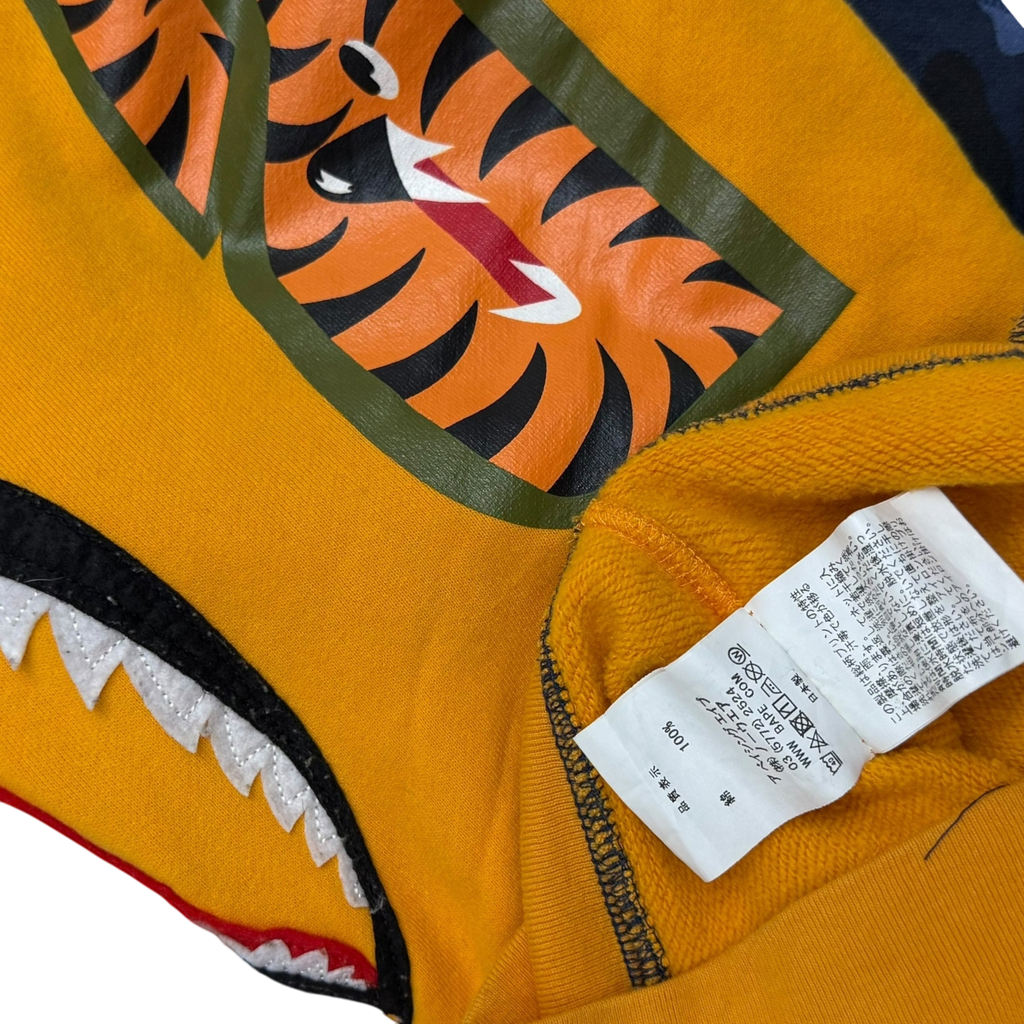 BAPE (A Bathing Ape) Tiger Shark Zip-Up Hoodie Yellow/Blue (Size M)