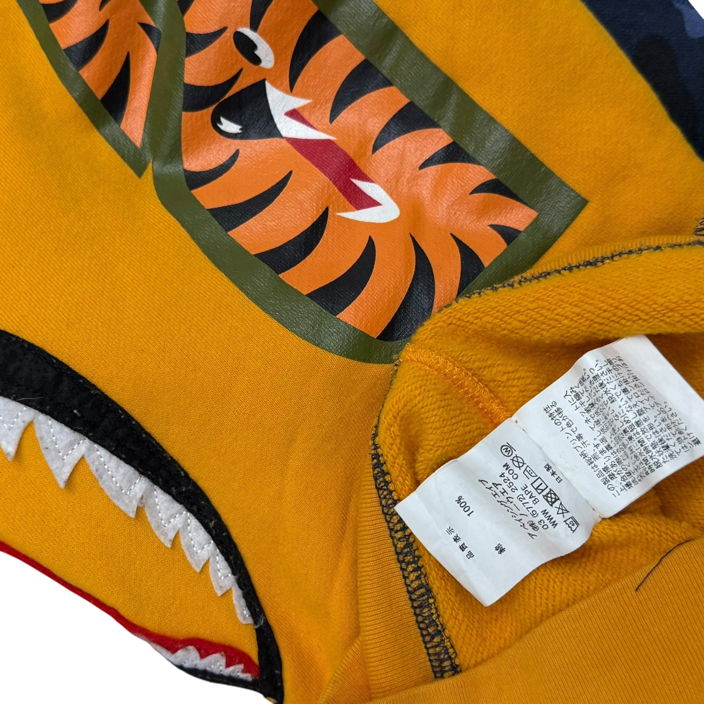 BAPE (A Bathing Ape) Tiger Shark Zip-Up Hoodie Yellow/Blue (Size M)