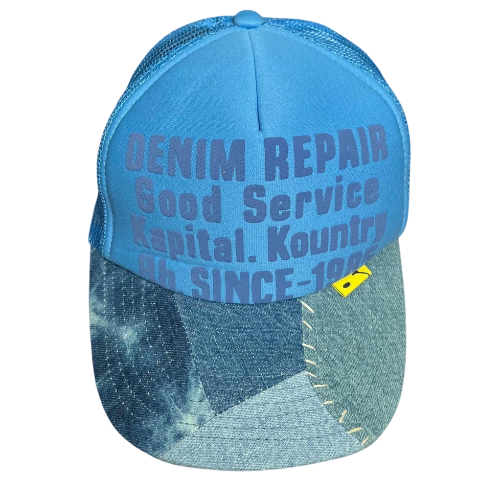 Kapital ‘Denim Repair Service’ Denim Reconstruction Trucker Cap Blue/Blue