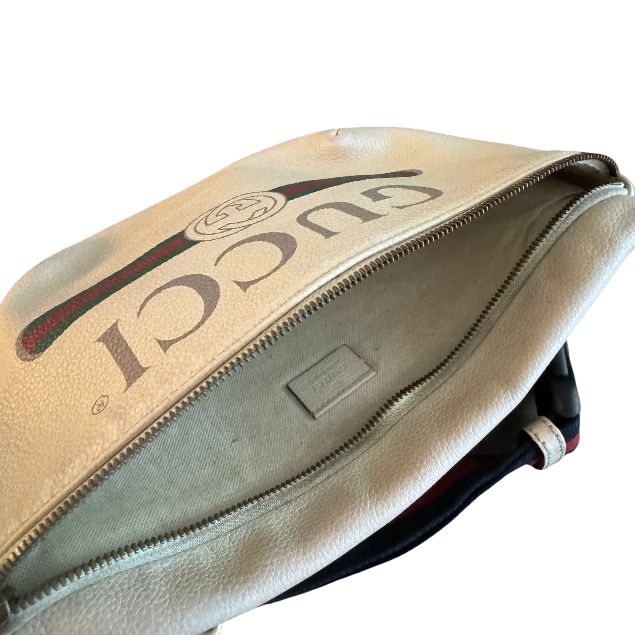 Gucci Logo Print Grained Calfskin Waist Bag