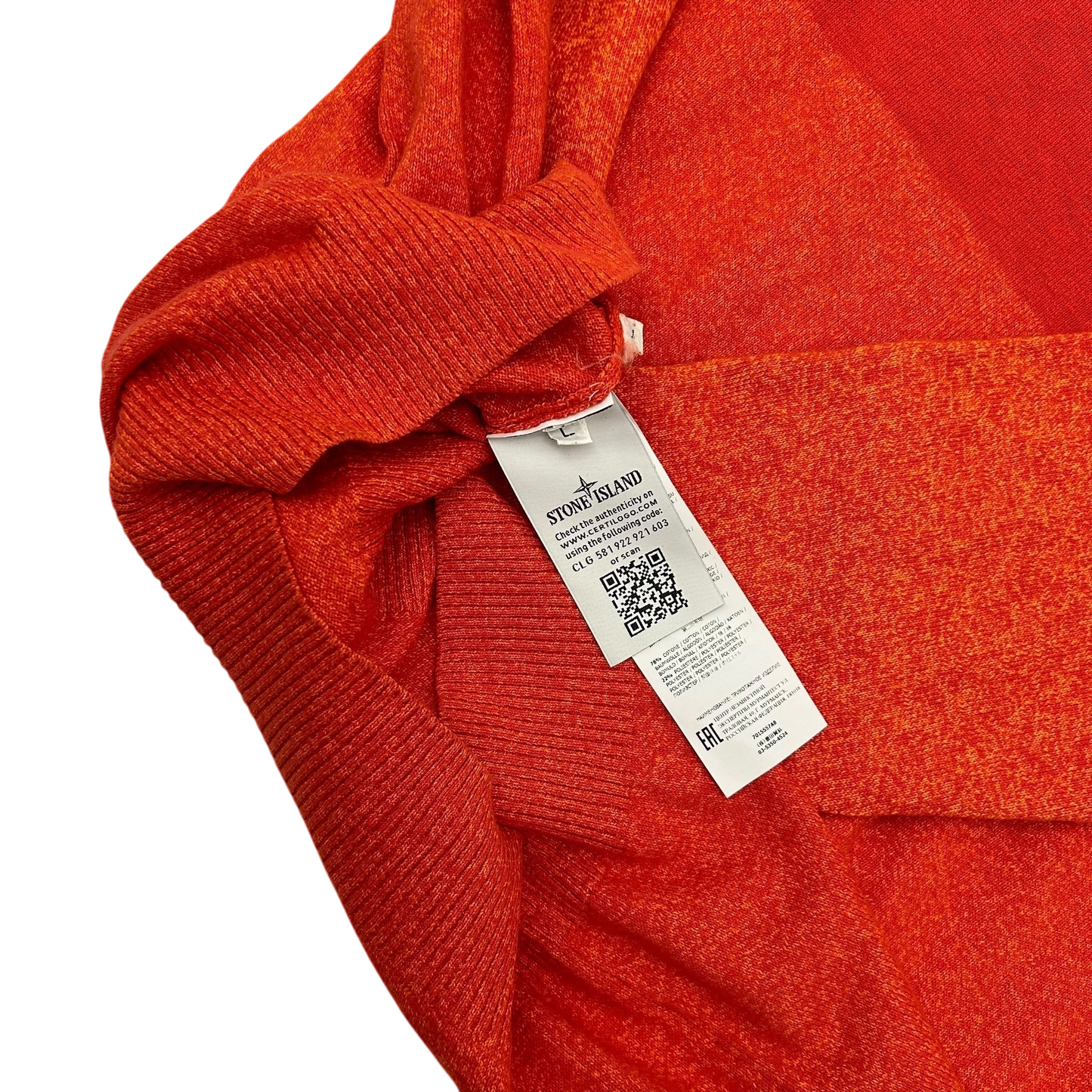 Stone Island Big Logo Intarsia Knit Sweatshirt Coral Red (Size L)