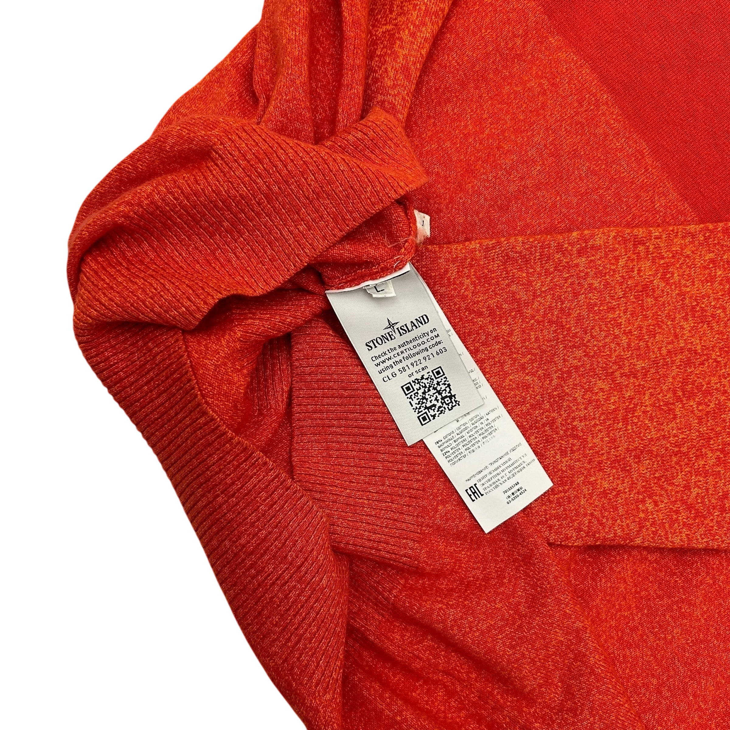 Stone Island Big Logo Intarsia Knit Sweatshirt Coral Red (Size L)