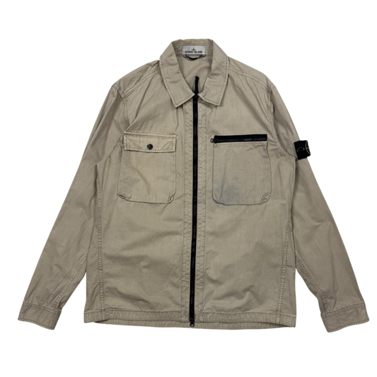 Stone Island Zip Up Overshirt Beige (Size XL)