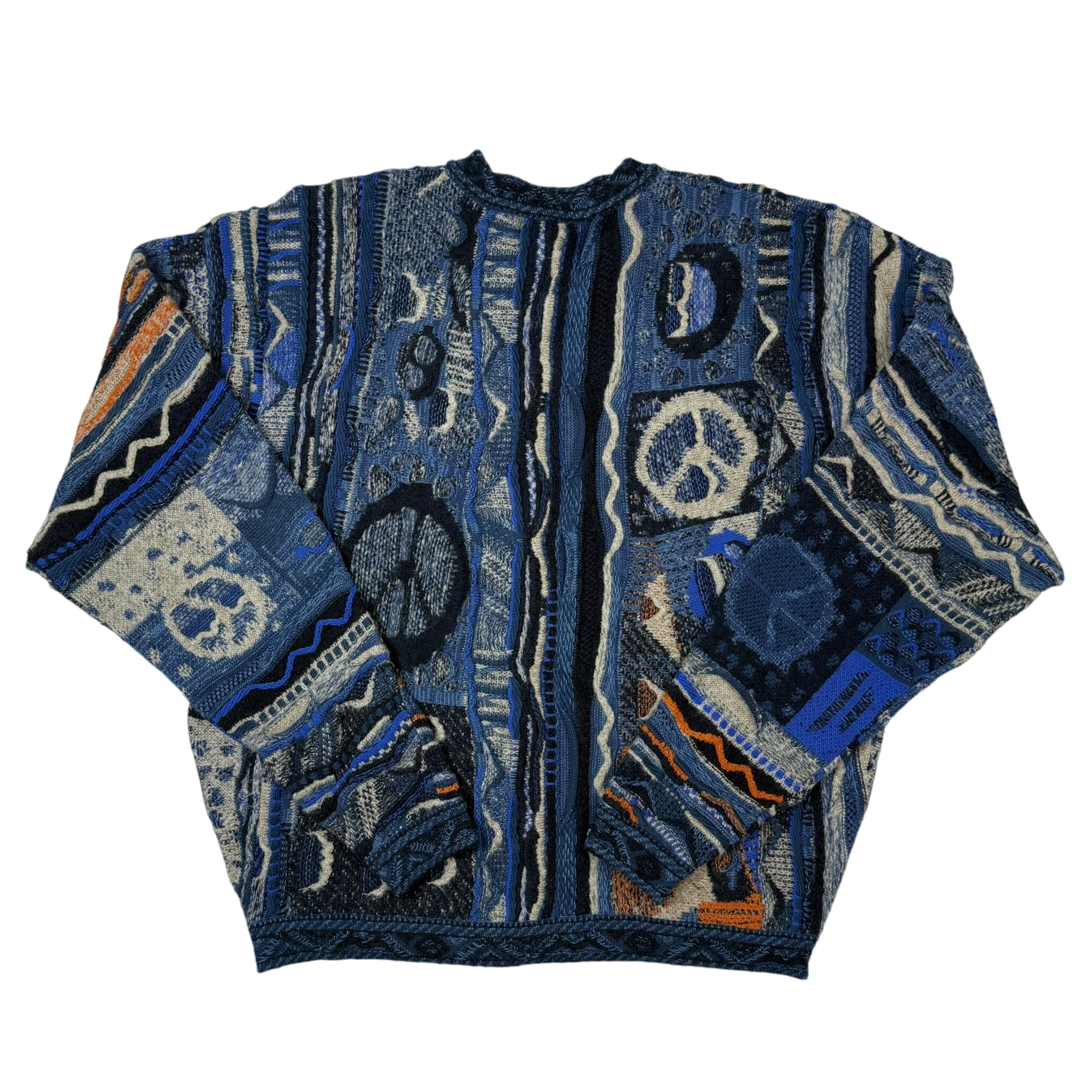 Kapital 7G Gaudy Knit Peace Sweatshirt Blue (fits M-L)