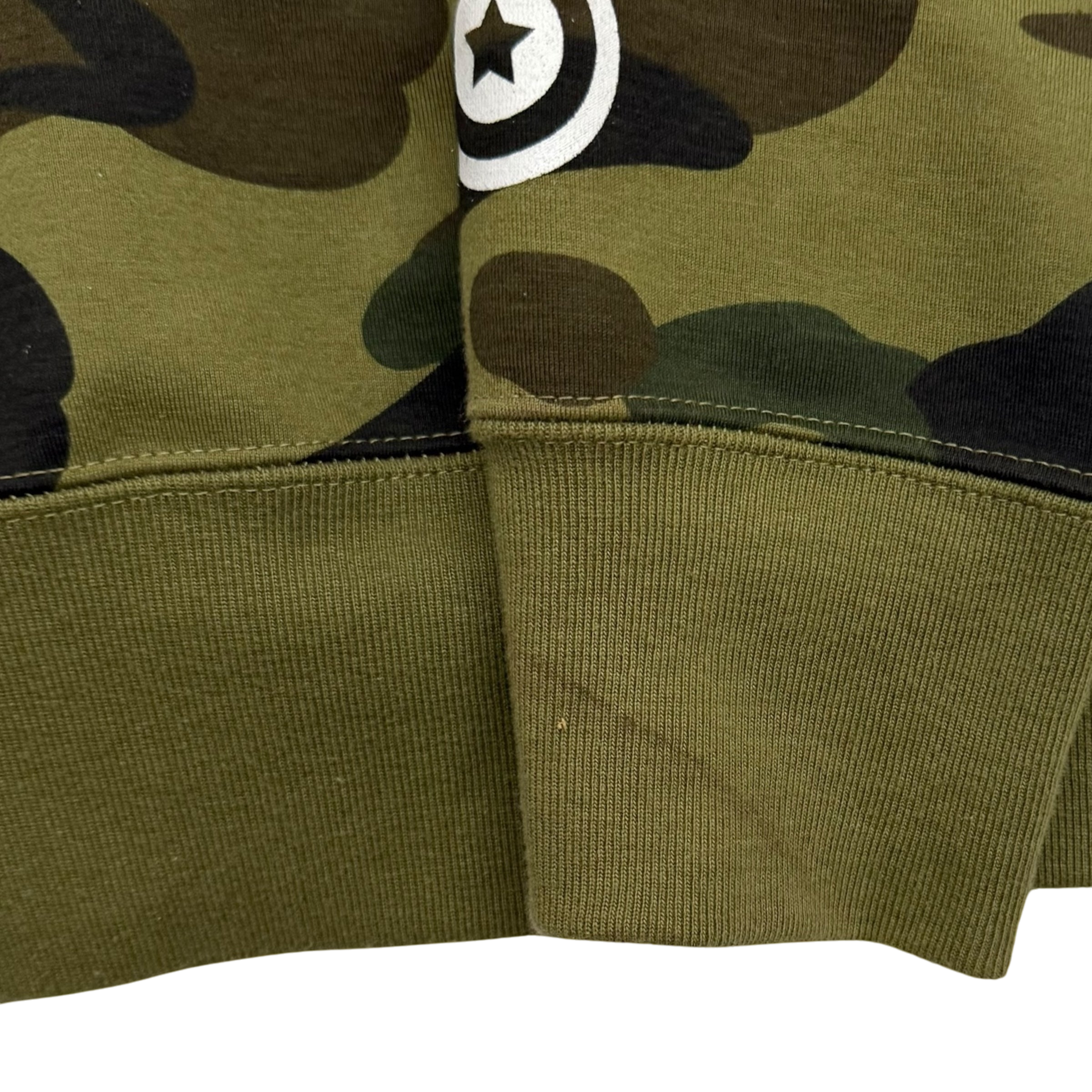 BAPE (A Bathing Ape) 1st Camo Gore Windstopper Camo Shark Zip-Up Hoodie Green (Size S)