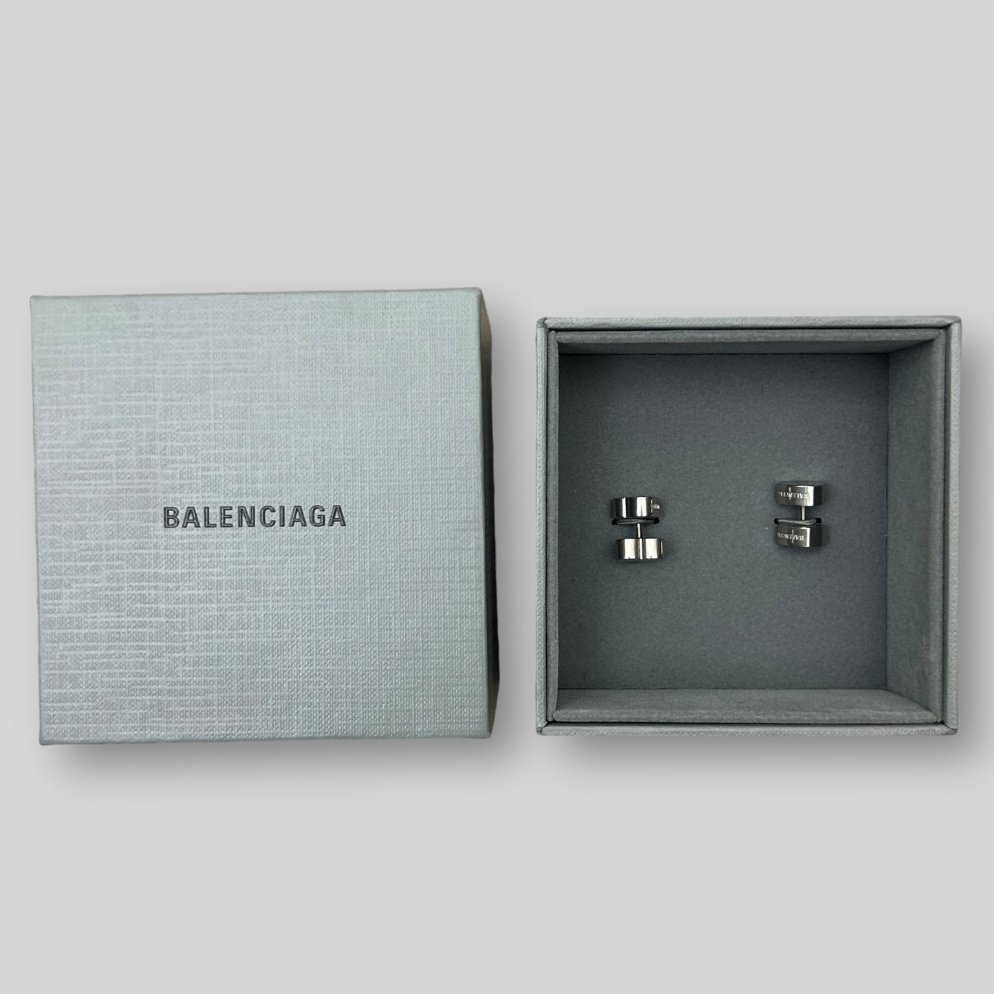 Balenciaga Logo-Engraved Heart Earrings 925 Silver