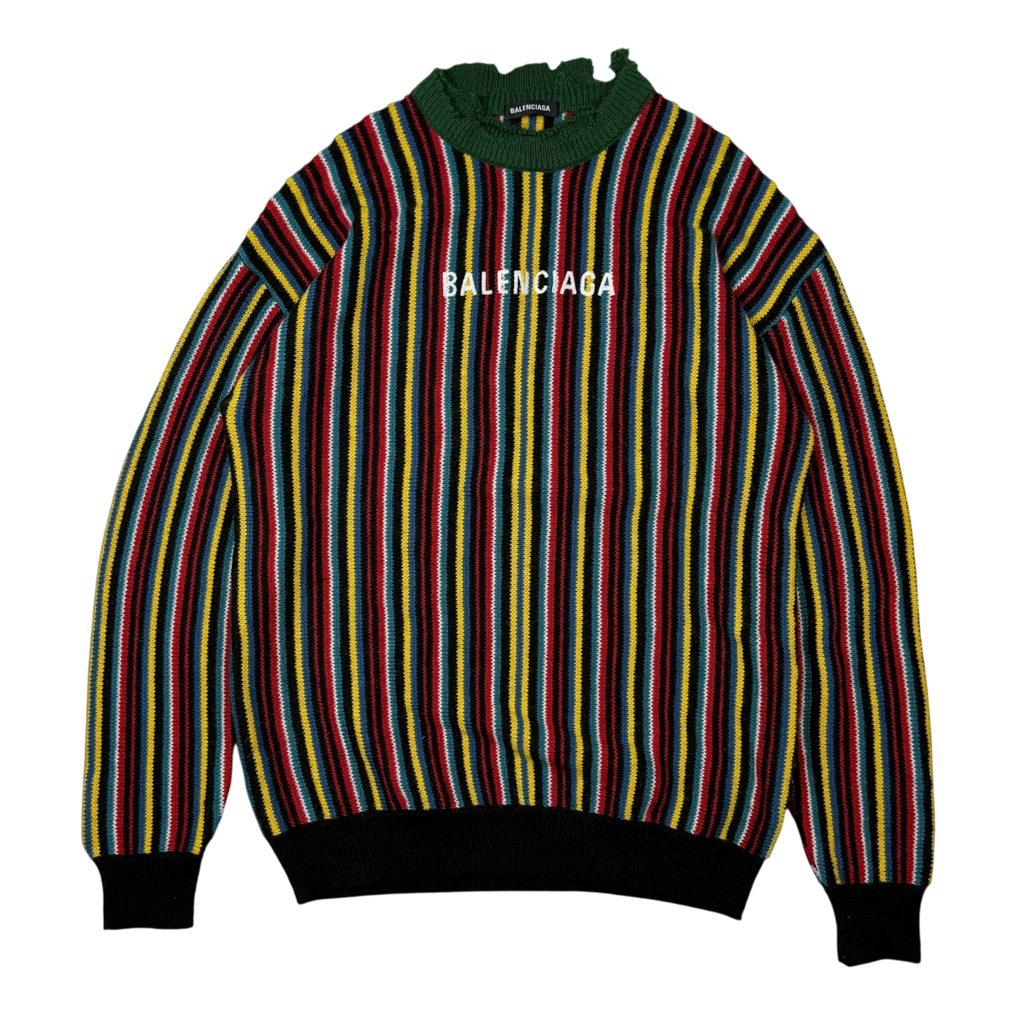 Balenciaga AW18 Oversized Distressed Striped Sweatshirt Multicolour (fits up to XL)