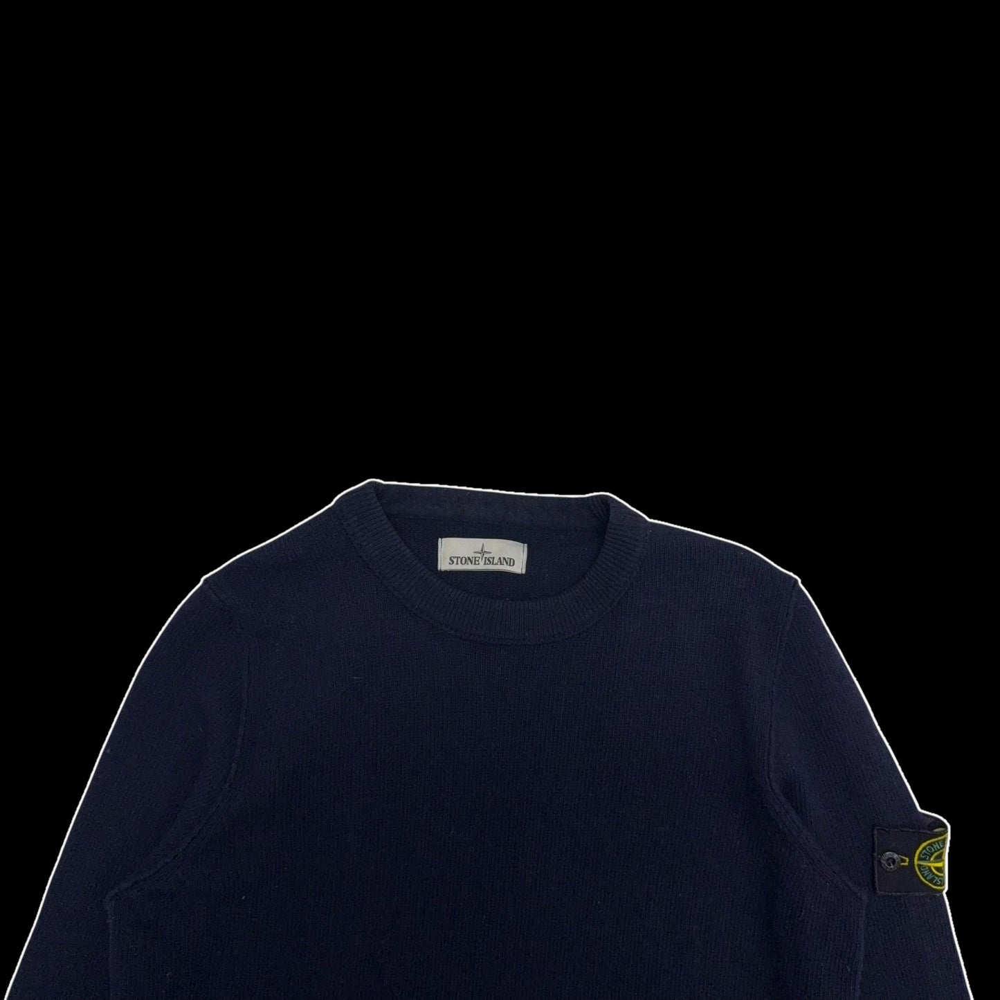 Stone Island Wool Blend Knit Sweatshirt Dark Navy (Size L)