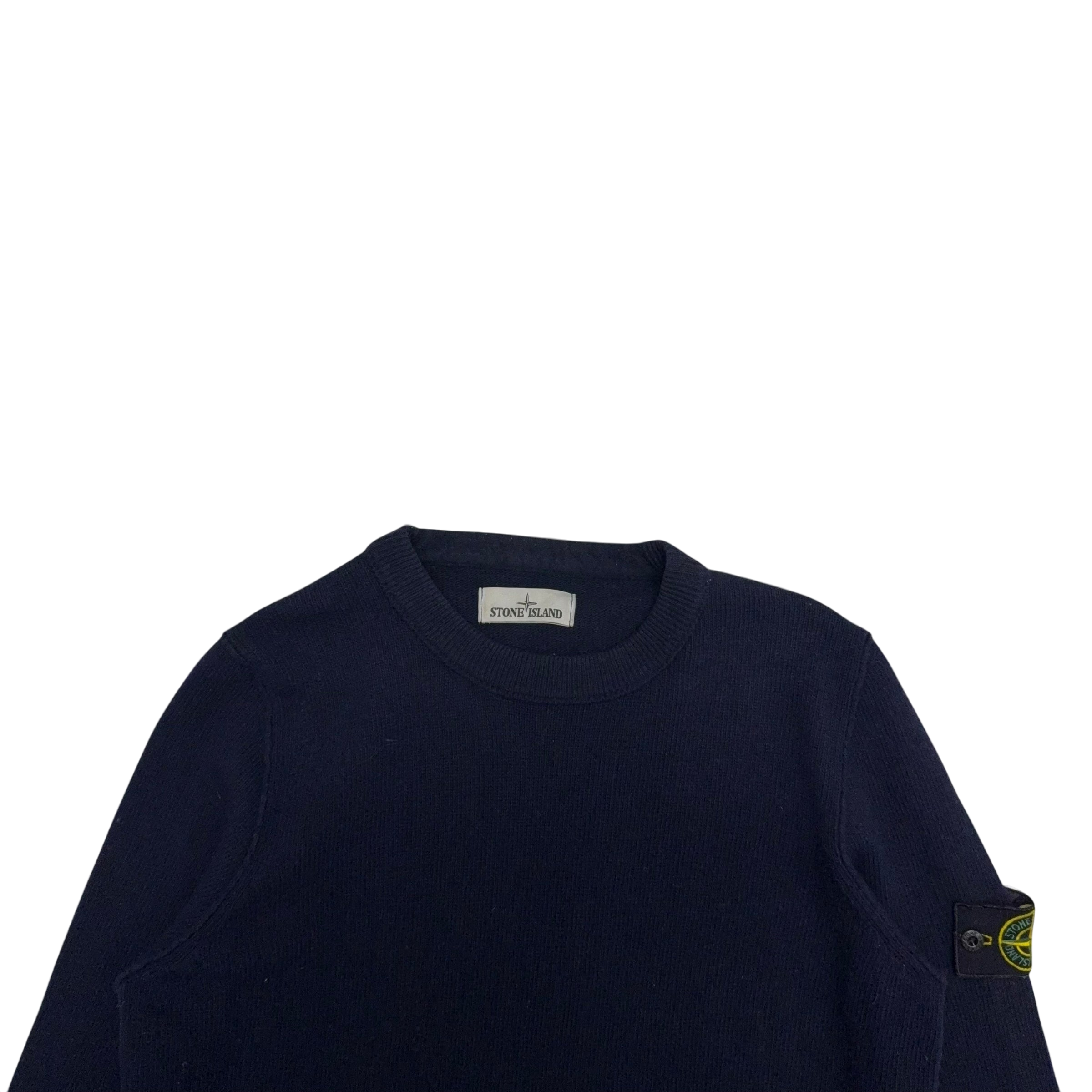 Stone Island Wool Blend Knit Sweatshirt Dark Navy (Size L)