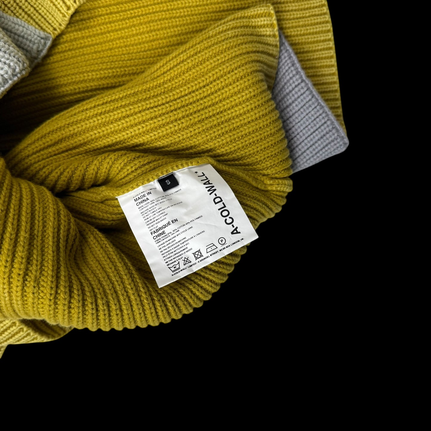A-Cold-Wall* FW21 Runway Frame Knit Sweatshirt Sulphur Yellow (fits up to L)
