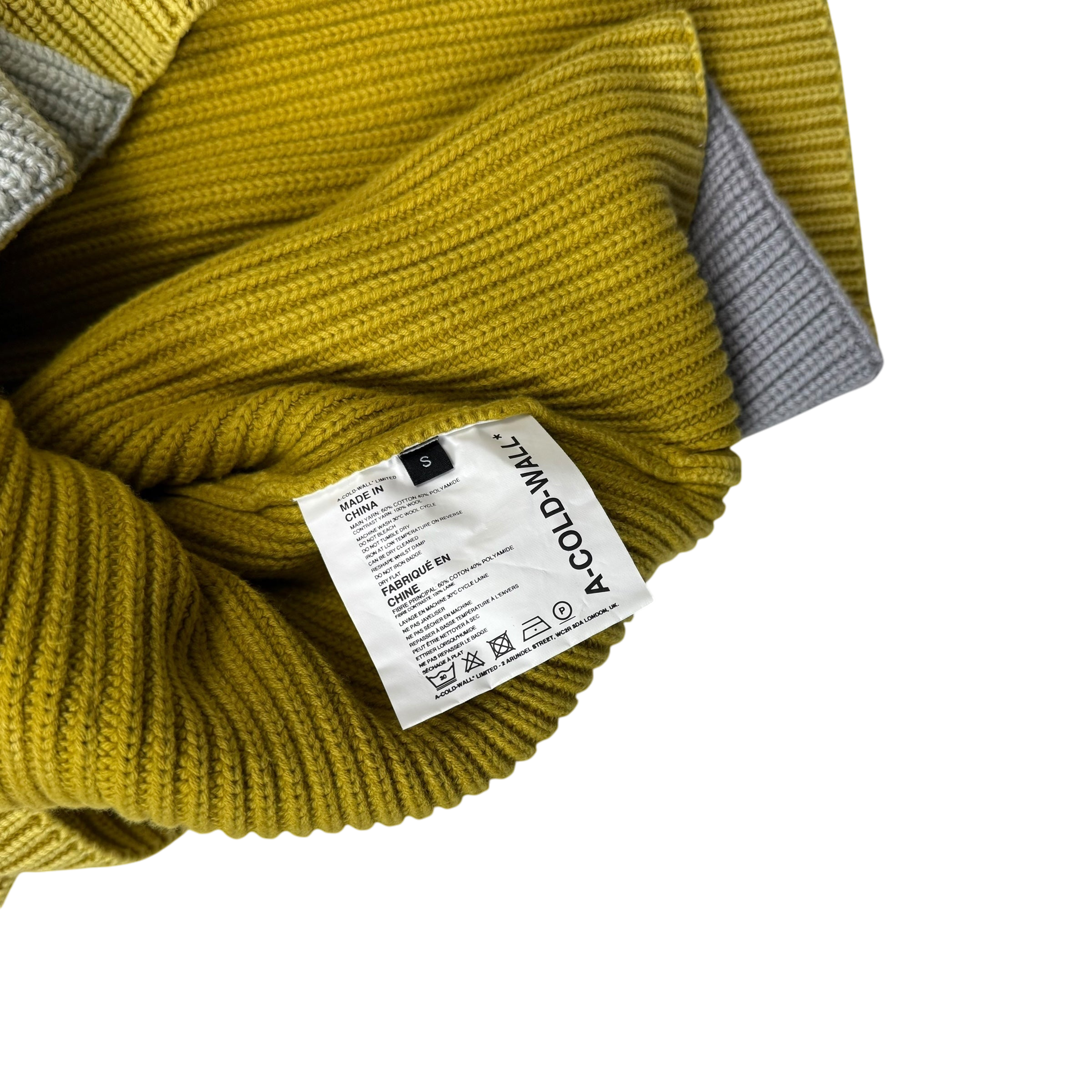 A-Cold-Wall* FW21 Runway Frame Knit Sweatshirt Sulphur Yellow (Size S)