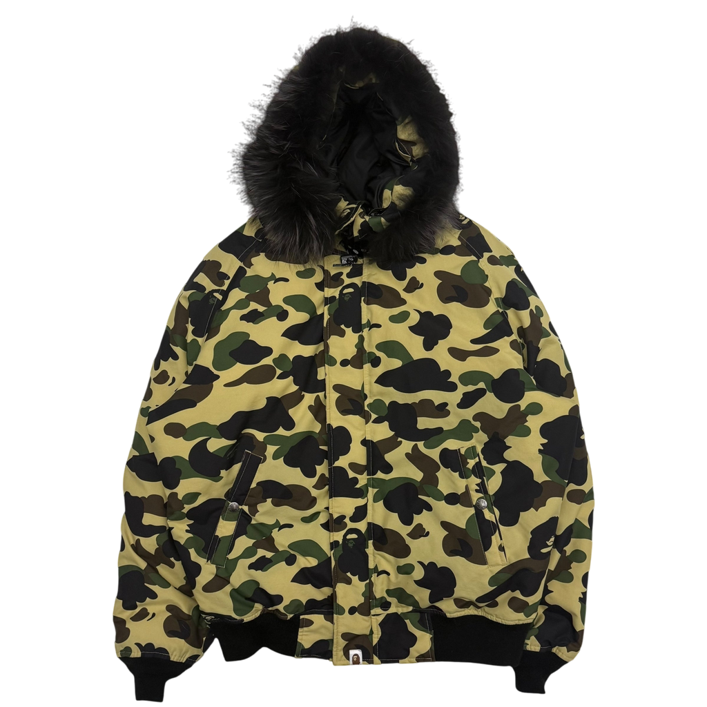Bape (A Bathing Ape) 1st Camo N-2B Fur-Lined Down Jacket (Size L)