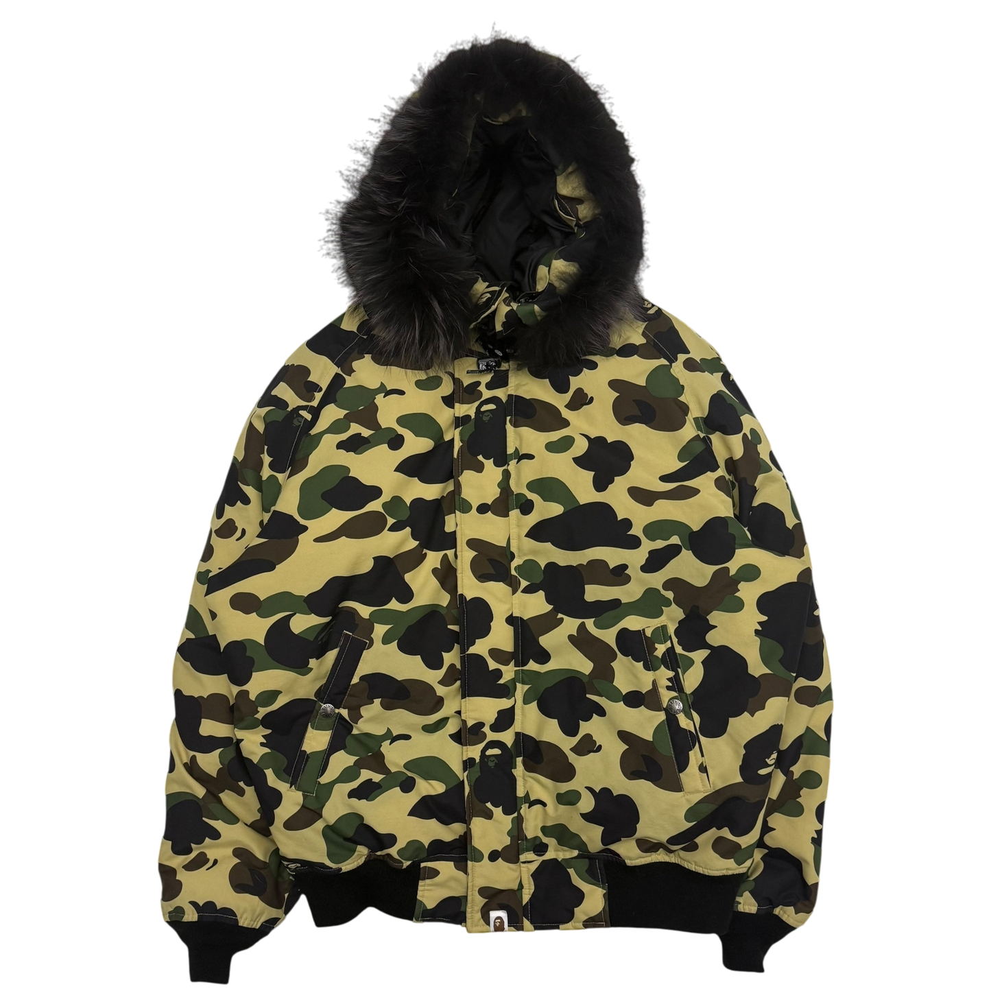 Bape (A Bathing Ape) 1st Camo N-2B Fur-Lined Down Jacket (Size L)