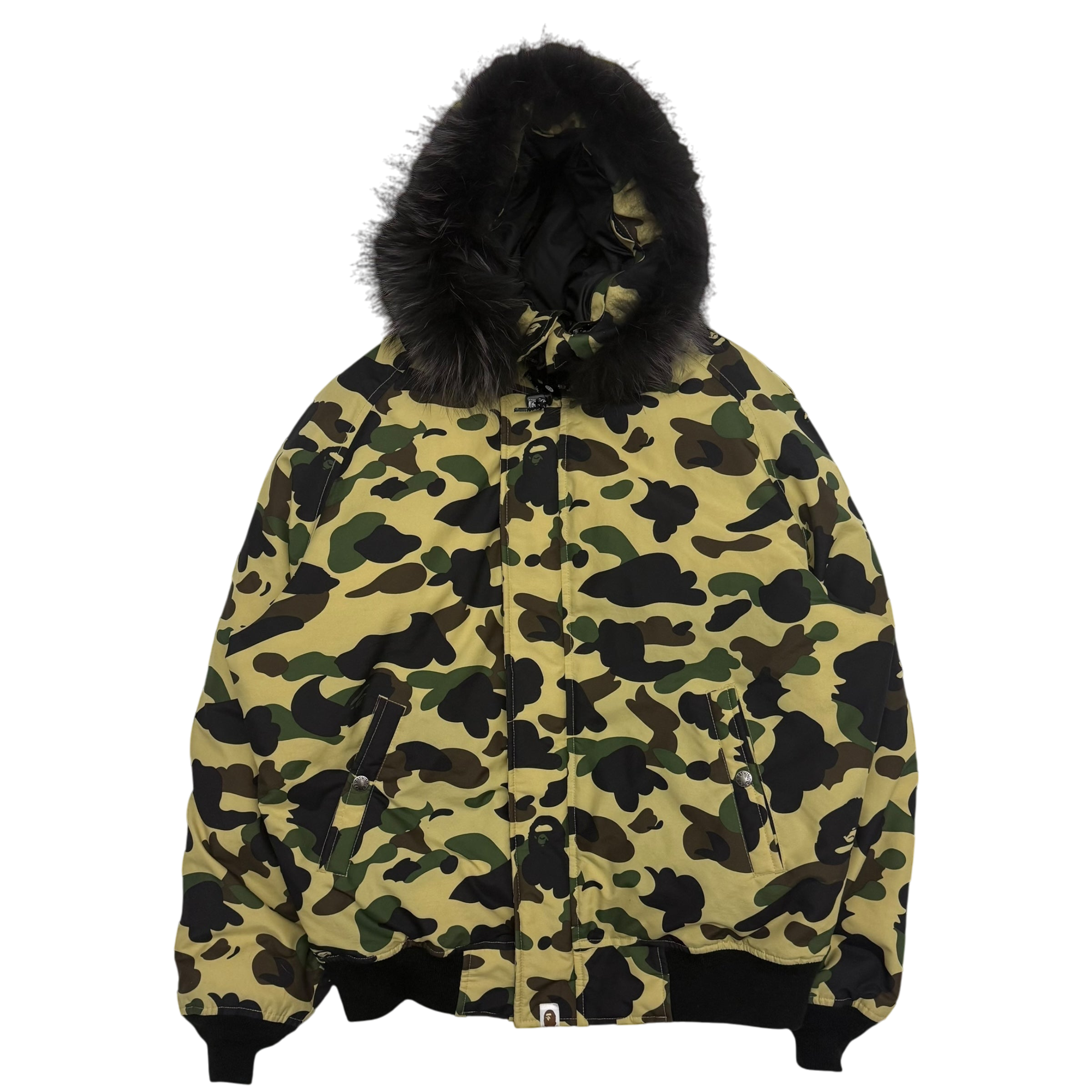 Bape (A Bathing Ape) 1st Camo N-2B Fur-Lined Down Jacket (Size L)