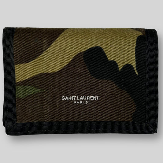 Saint Laurent Green Camouflage Trifold Wallet