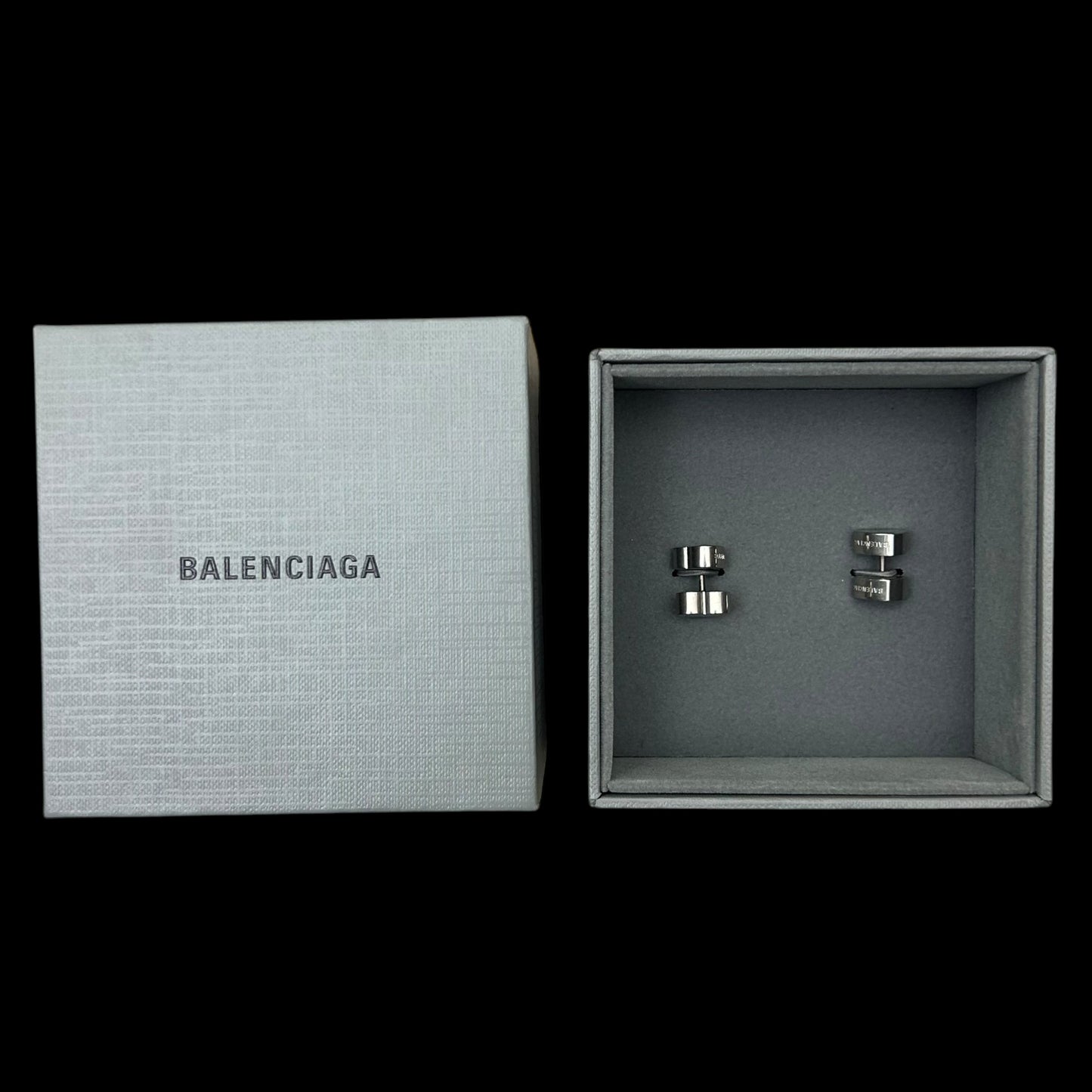 Balenciaga Logo-Engraved Heart Earrings 925 Silver