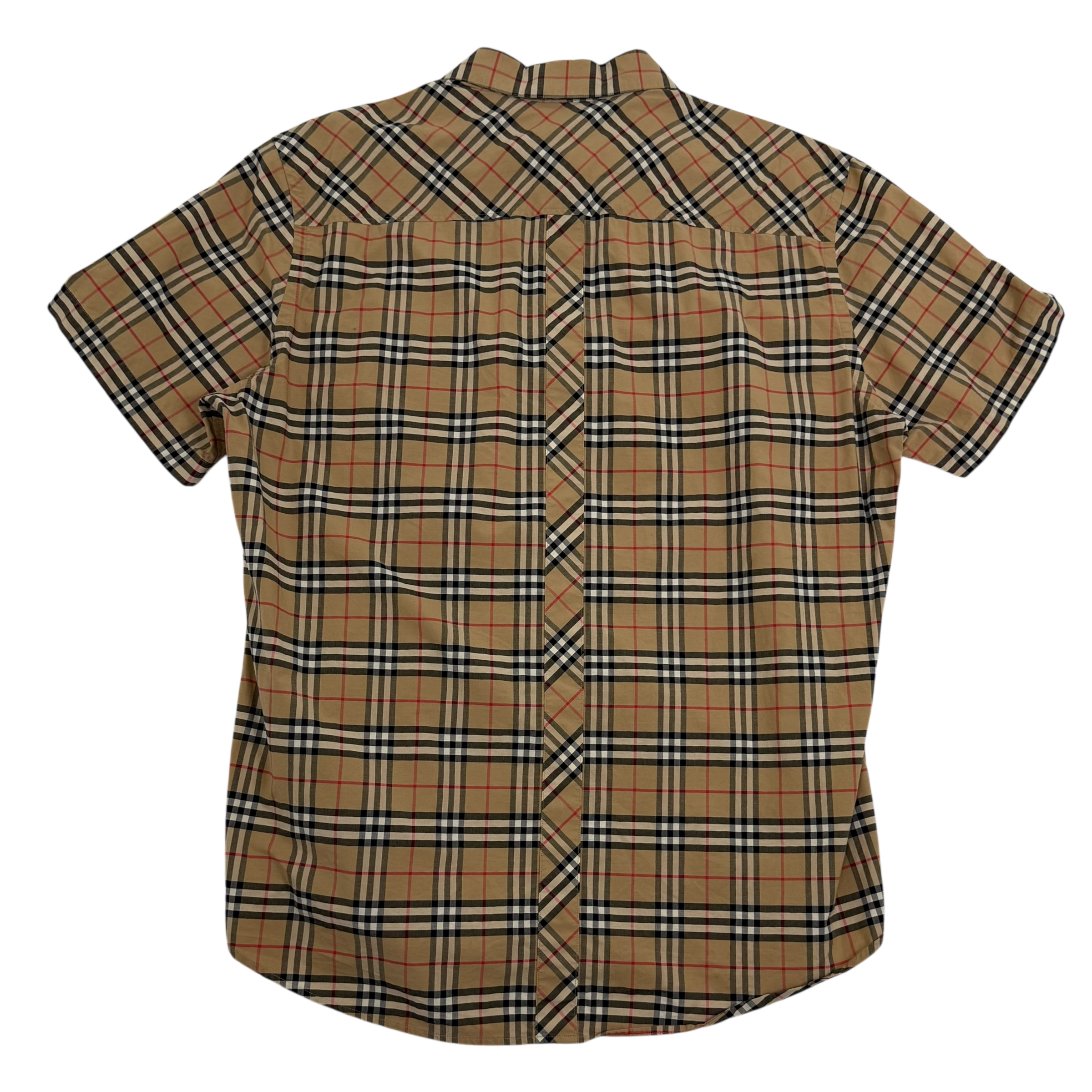 Burberry Nova Check Small Scale Stretch Cotton Shirt Beige (Size L)