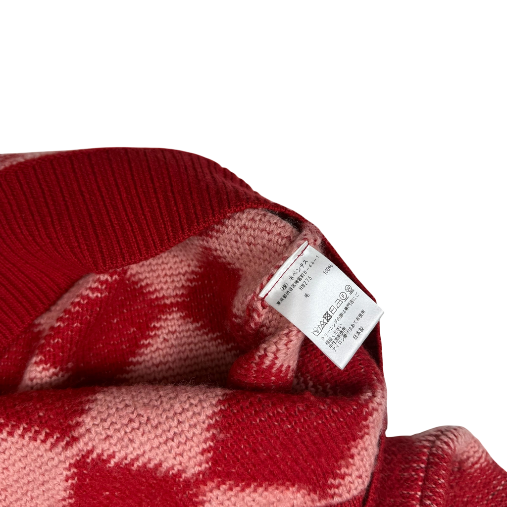 Needles AW20 Polo Argyle Checkered Wool Sweatshirt Red (Size S)