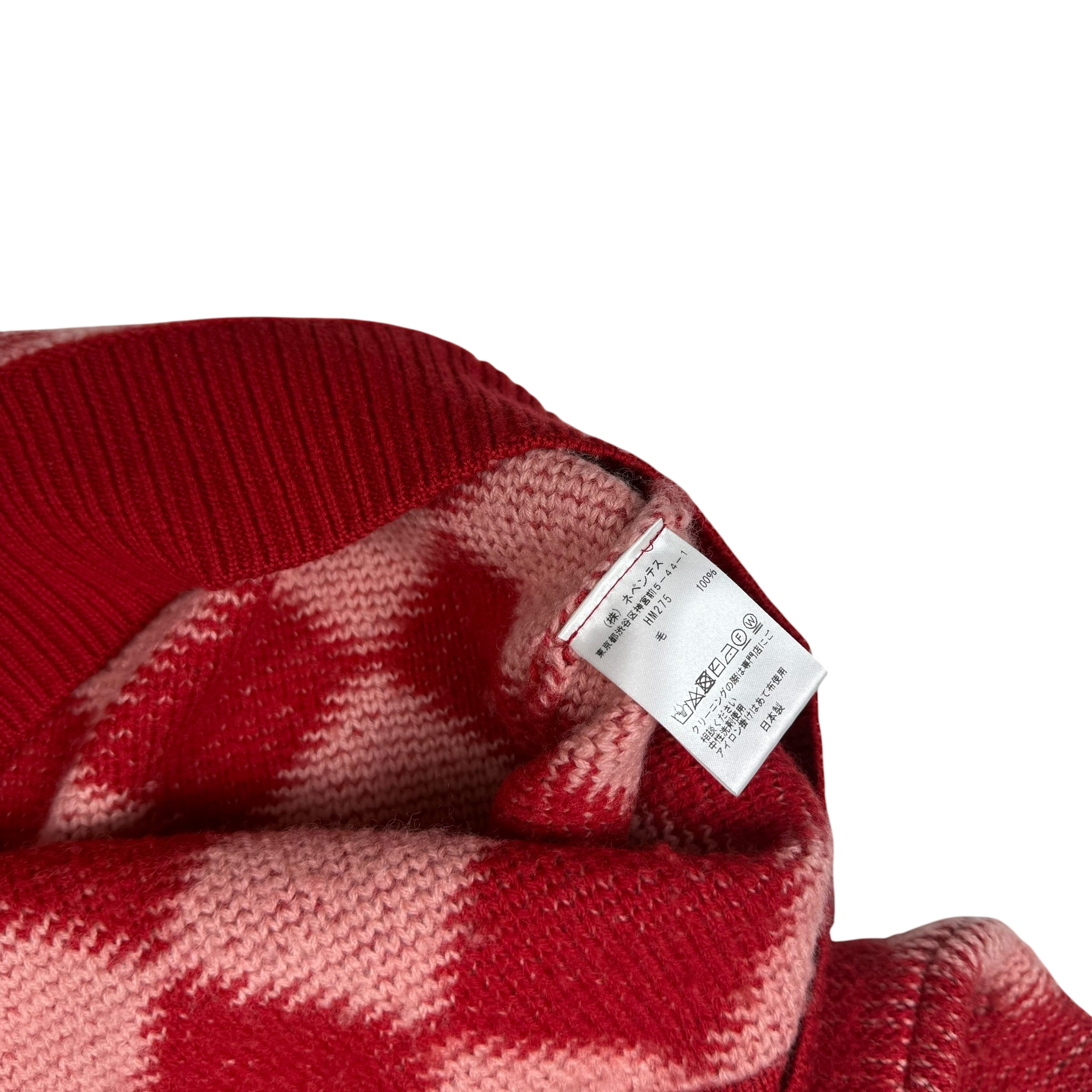 Needles AW20 Polo Argyle Checkered Wool Sweatshirt Red (Size S)