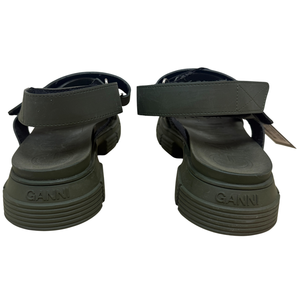 Ganni Spartiates Sandals Khaki Green (Size EU39)