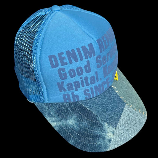 Kapital ‘Denim Repair Service’ Denim Reconstruction Trucker Cap Blue/Blue