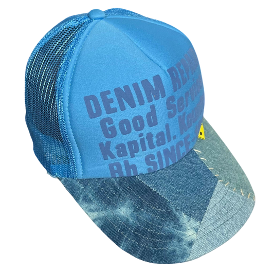 Kapital ‘Denim Repair Service’ Denim Reconstruction Trucker Cap Blue/Blue