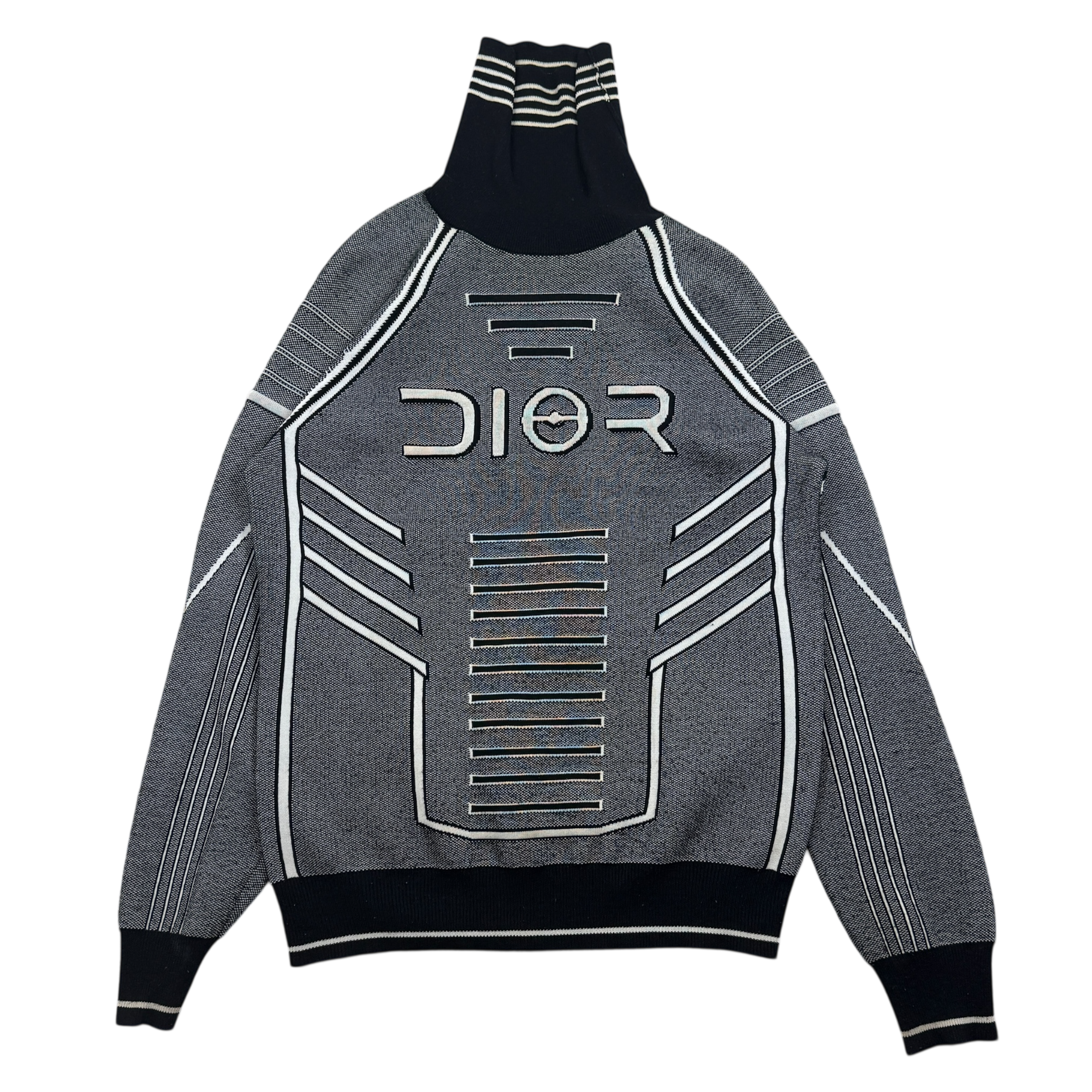 Dior Homme x Hajime Sorayama Technical Wool Turtleneck Sweatshirt Black/Grey (Size XL)