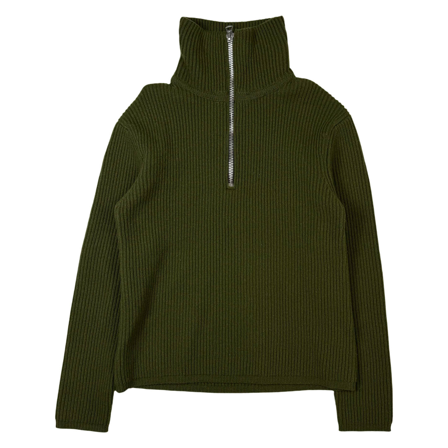 Acne Studios Fisherman Wool Blend Knit Quarter-Zip Sweatshirt Hunter Green (fits S-M)