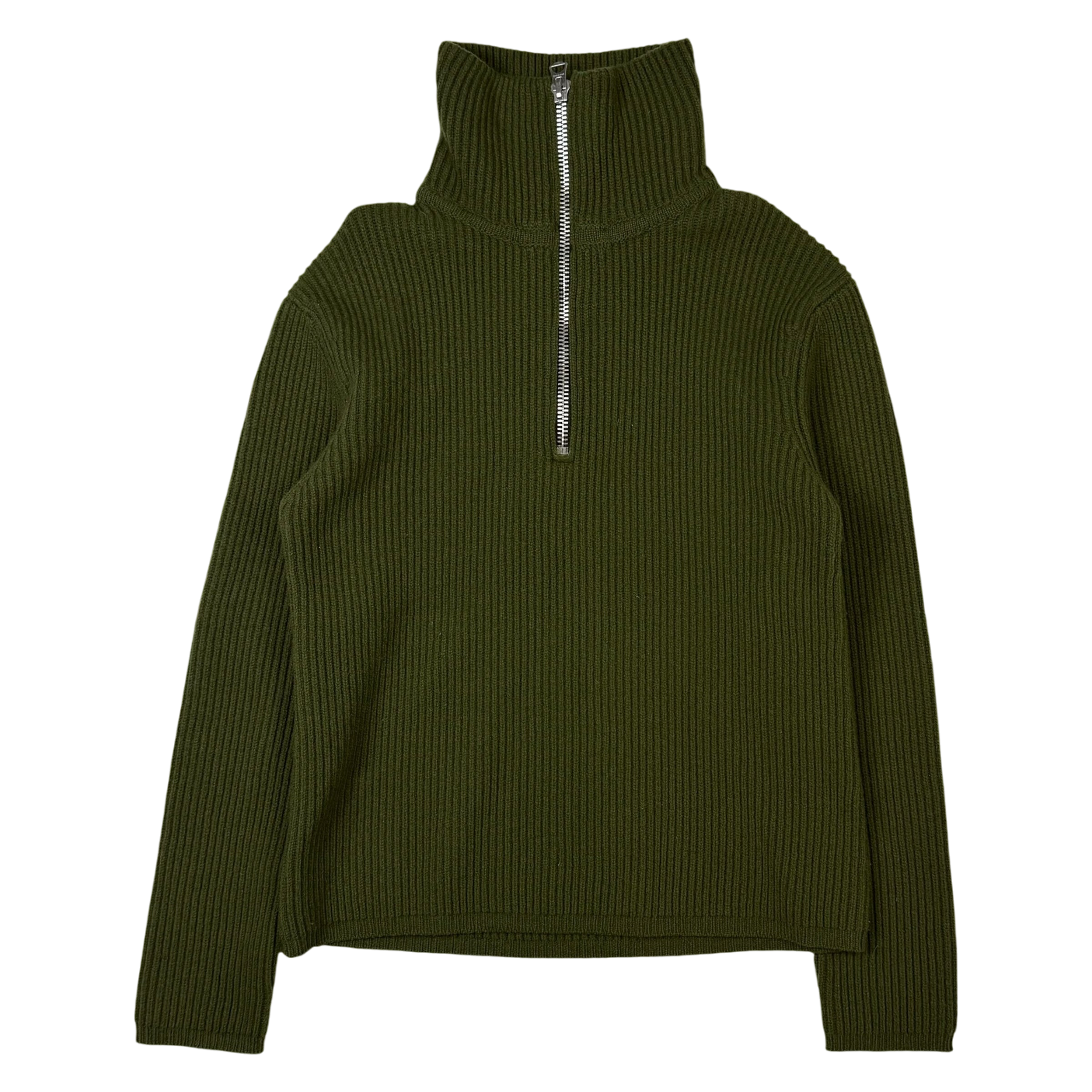 Acne Studios Fisherman Wool Blend Knit Quarter-Zip Sweatshirt Hunter Green (fits S-M)