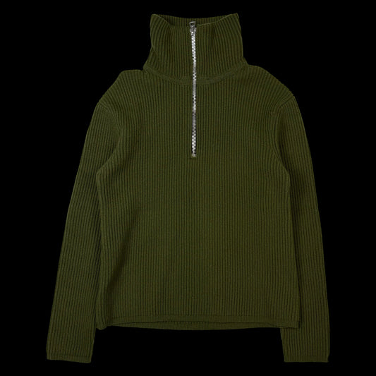 Acne Studios Fisherman Wool Blend Knit Quarter-Zip Sweatshirt Hunter Green (fits S-M)