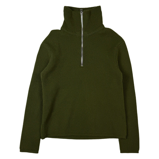 Acne Studios Fisherman Wool Blend Knit Quarter-Zip Sweatshirt Hunter Green (fits S-M)