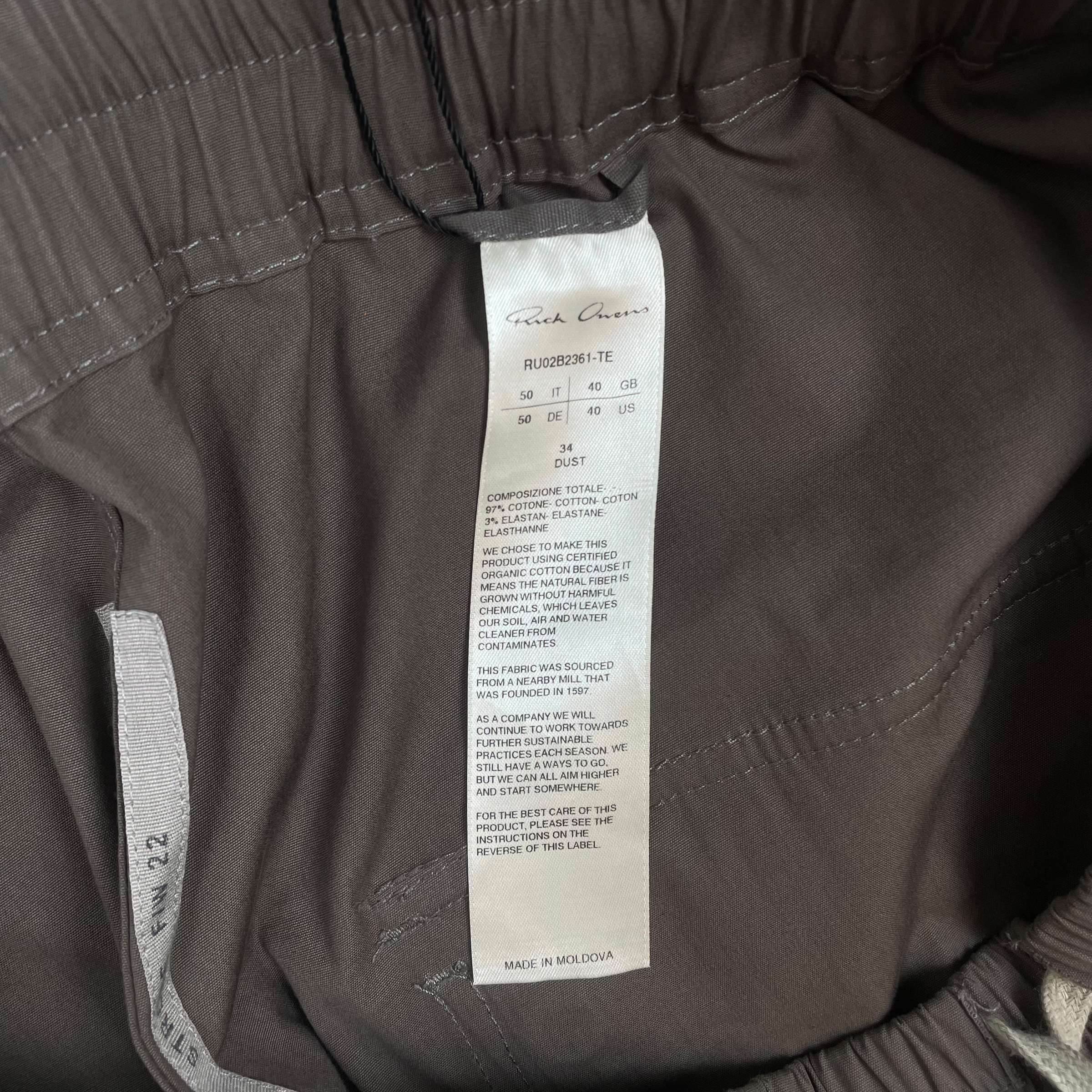 Rick Owens FW22 Strobe Bela Drop Crotch Nylon Zip Trousers ‘Dust’ Grey (Size 50/L)