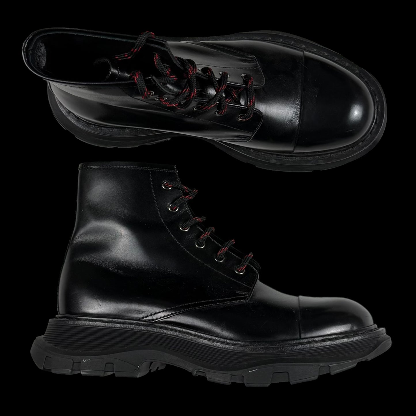 Alexander McQueen Oversized Sole Combat Leather Boots Black (fits US8.5-9)