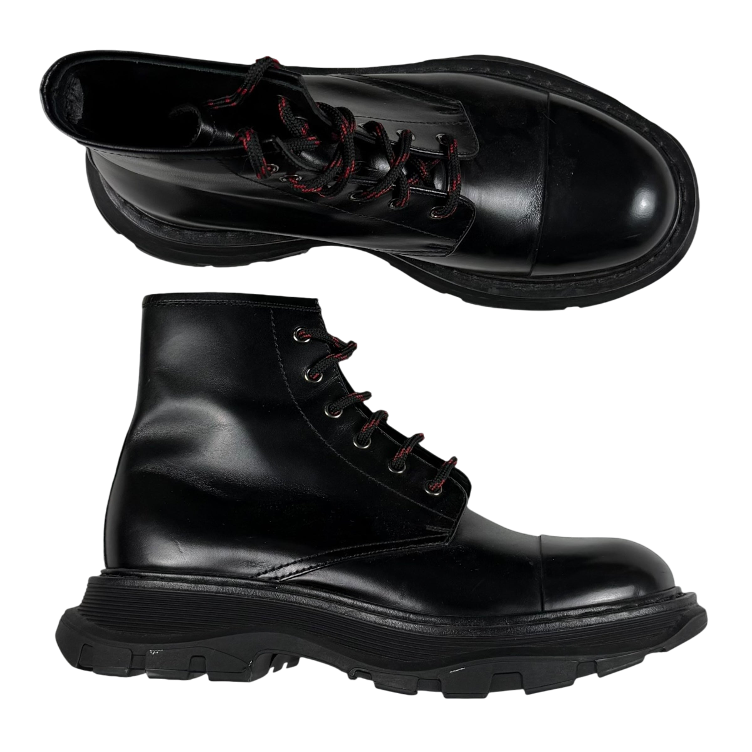 Alexander McQueen Oversized Sole Combat Leather Boots Black (fits US8.5-9)