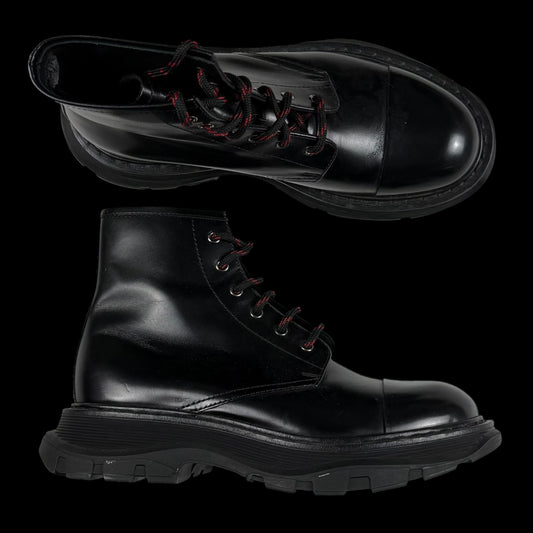 Alexander McQueen Oversized Sole Combat Leather Boots Black (fits US8.5-9)