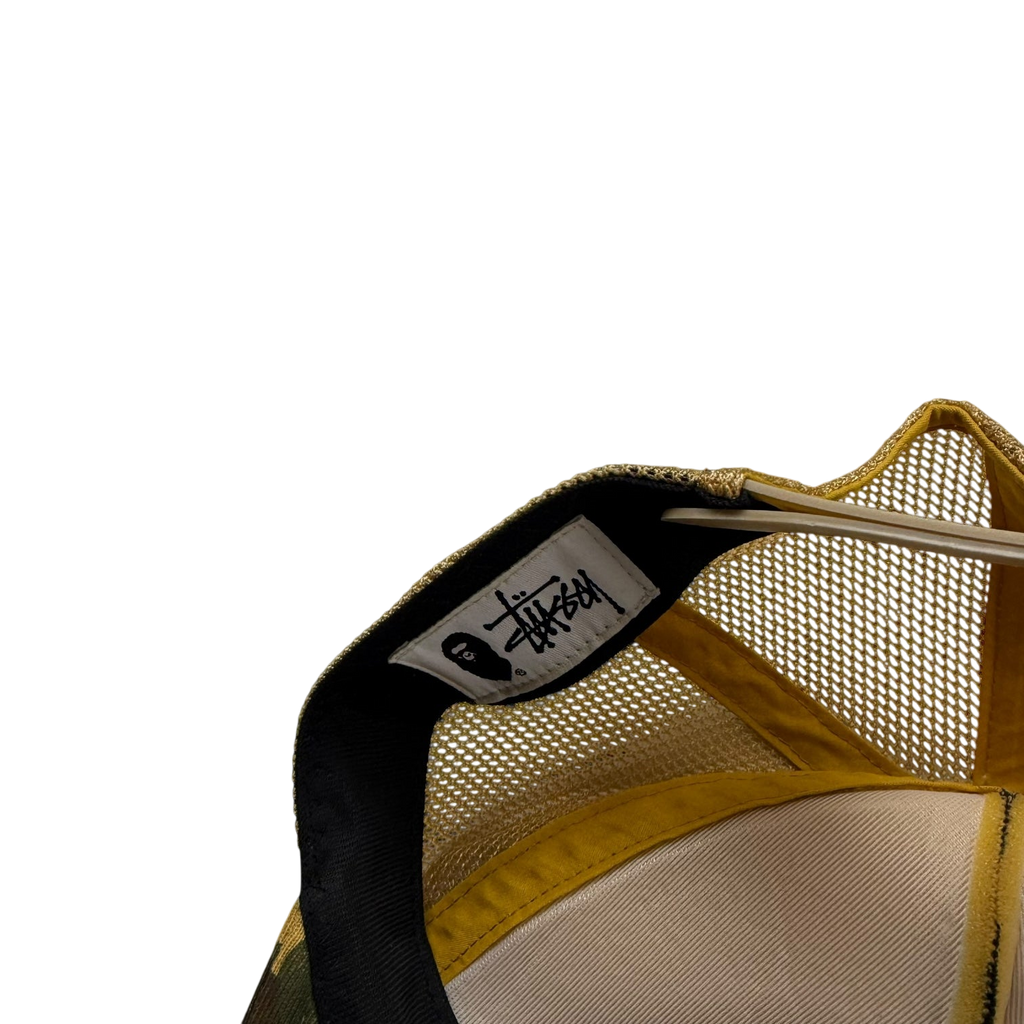 BAPE (A Bathing Ape) x Stussy Trucker Camo Cap Yellow