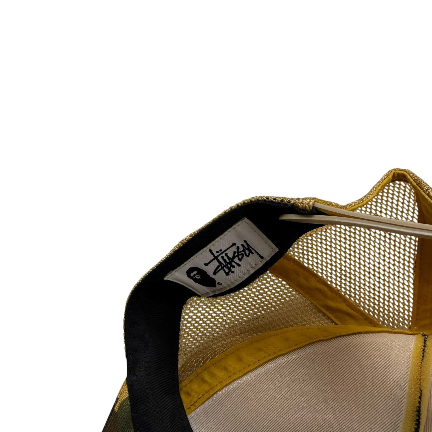 BAPE (A Bathing Ape) x Stussy Trucker Camo Cap Yellow