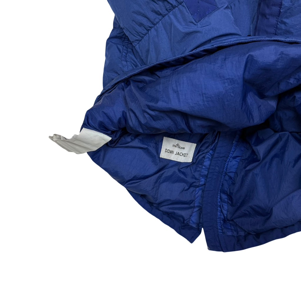 Stone Island Junior Crinkle Nylon Hooded Down Jacket Two-tone Blue (Size 14)