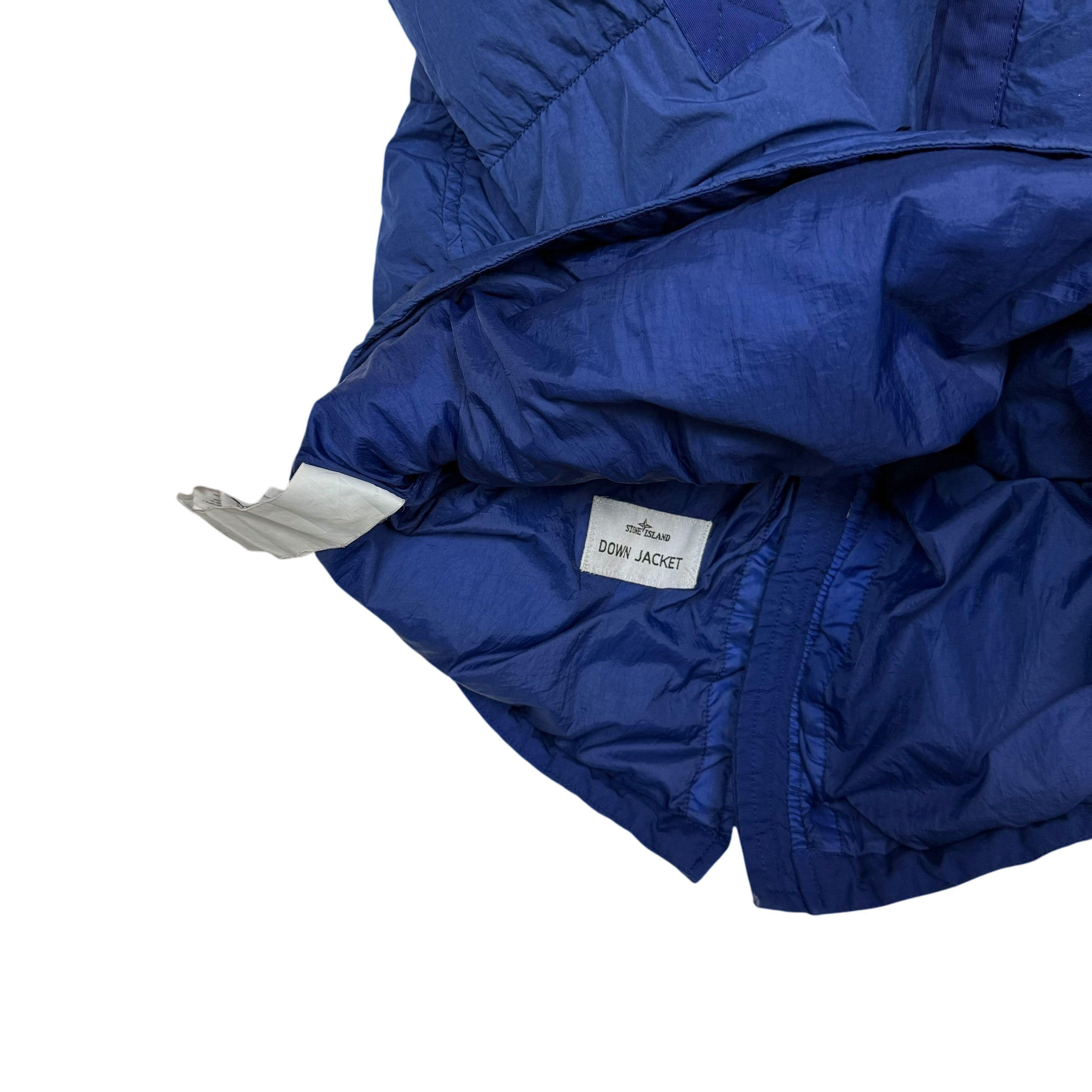 Stone Island Junior Crinkle Nylon Hooded Down Jacket Two-tone Blue (Size 14)