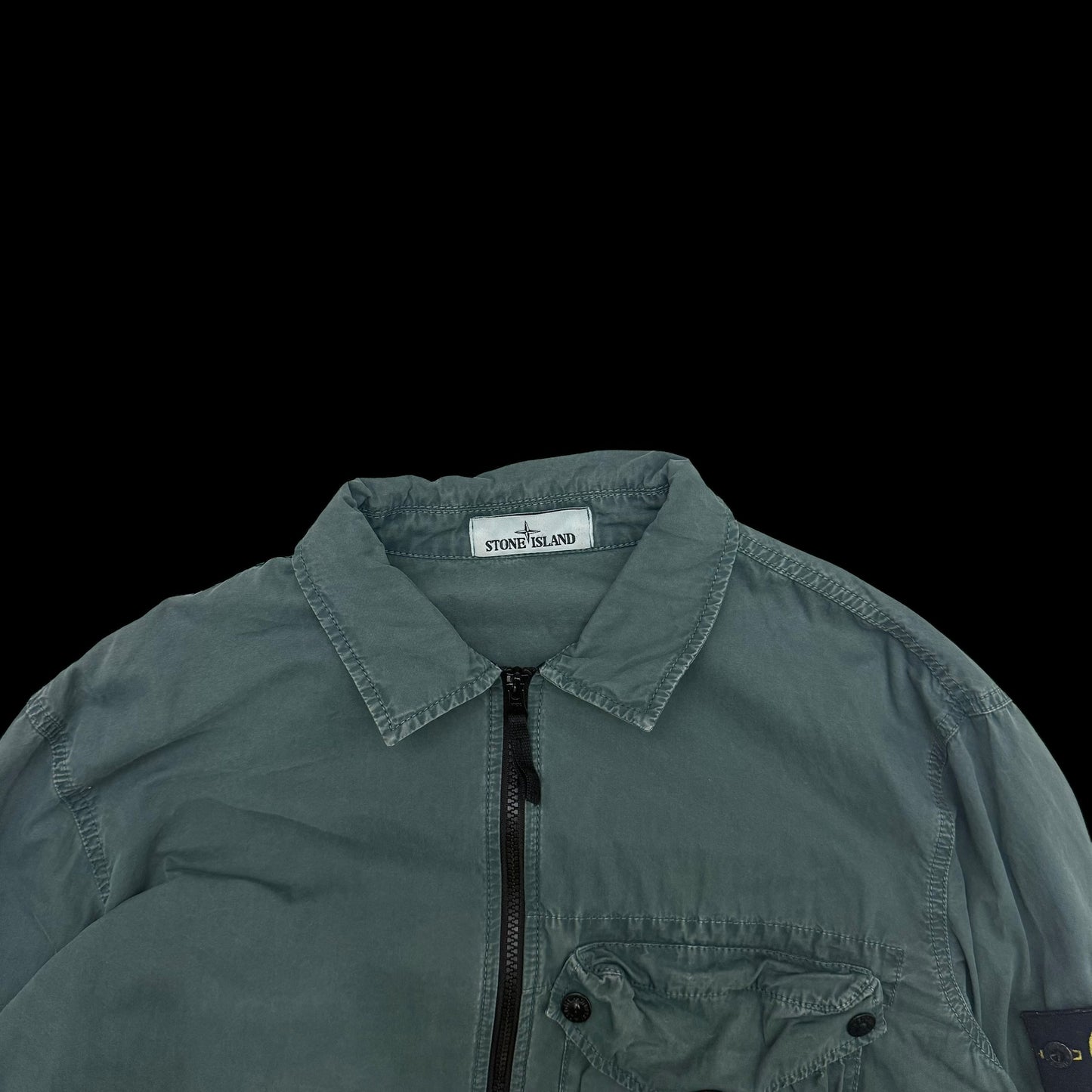 Stone Island Zip Up Overshirt Jacket Petrol Green (Size XL)