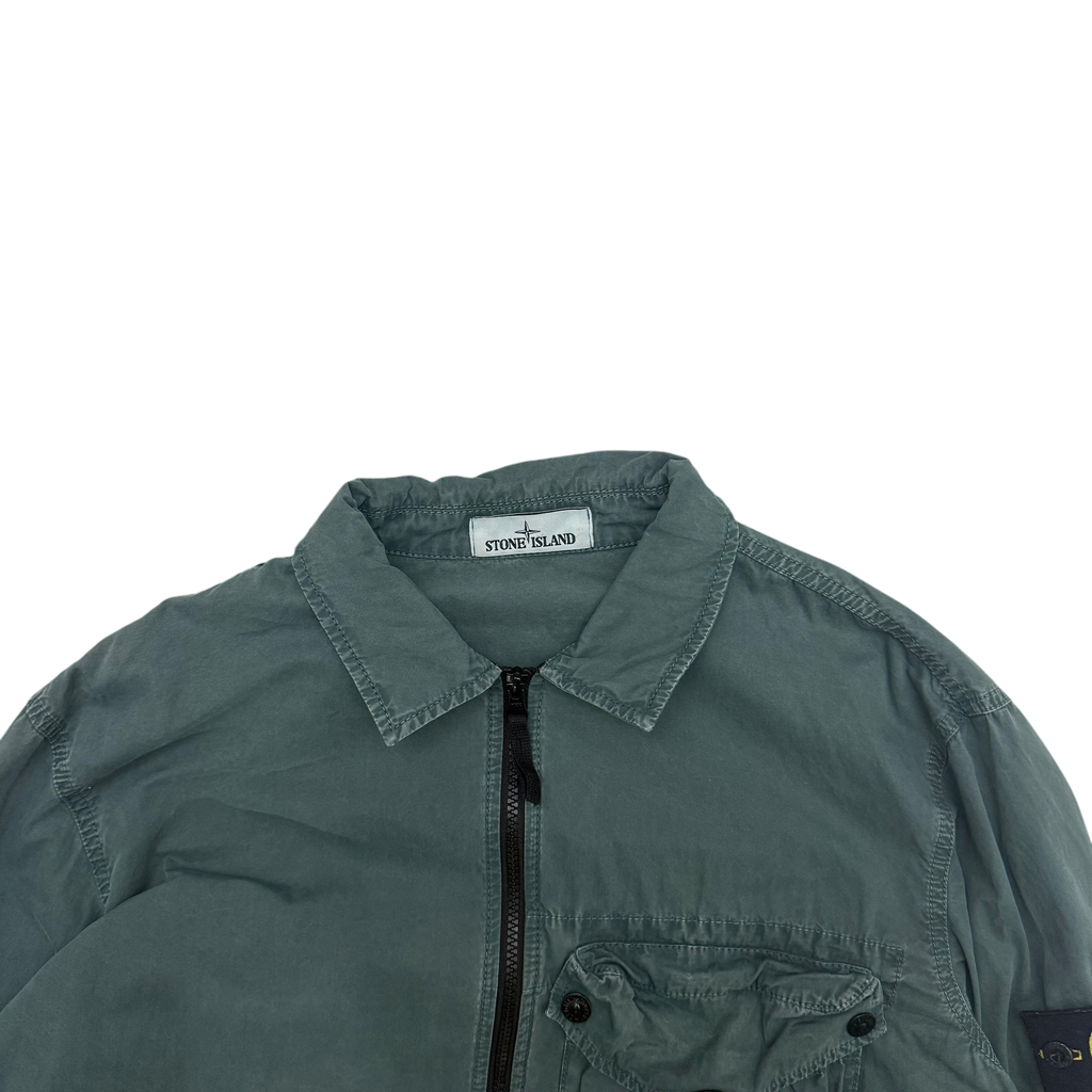 Stone Island Zip Up Overshirt Jacket Petrol Green (Size XL)