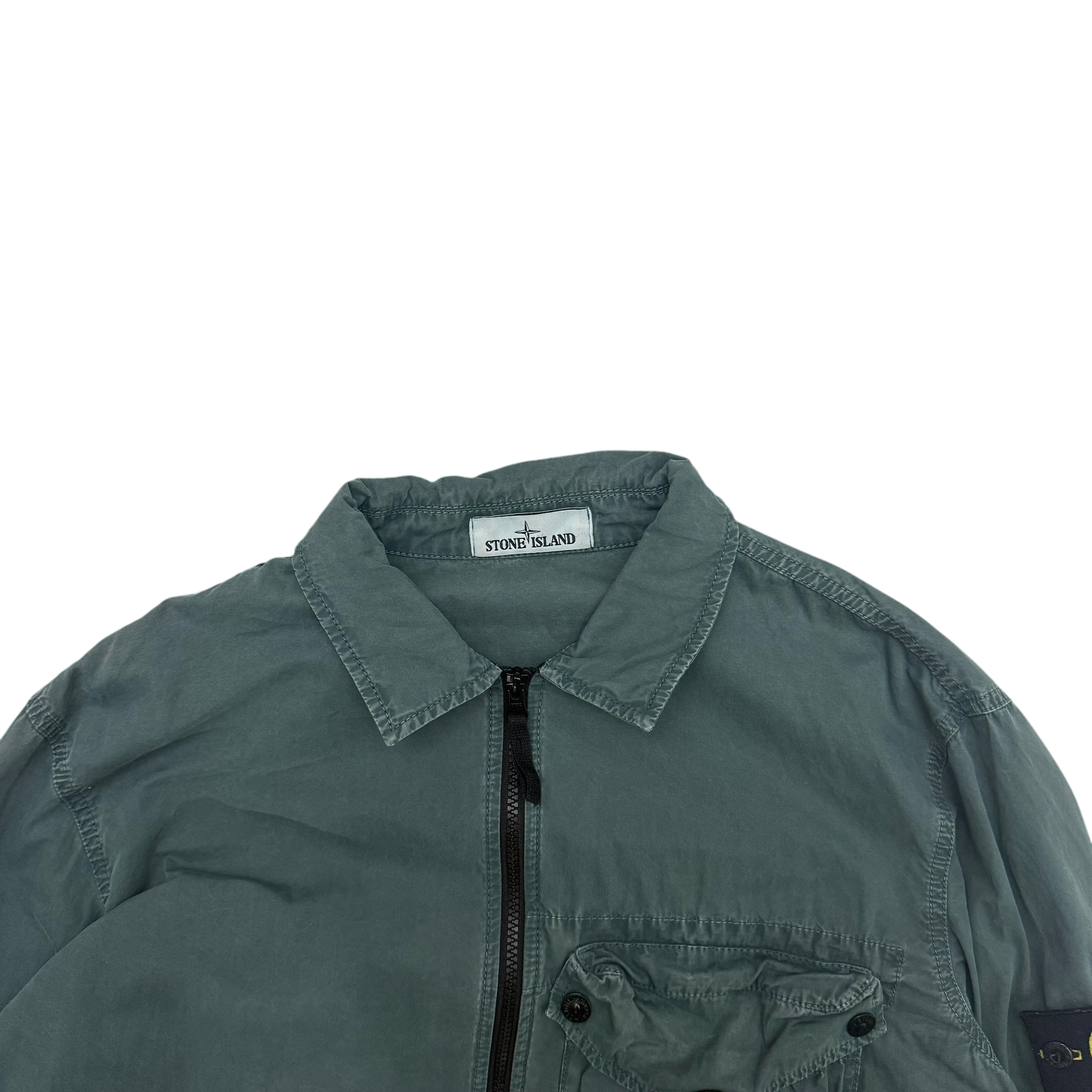 Stone Island Zip Up Overshirt Jacket Petrol Green (Size XL)