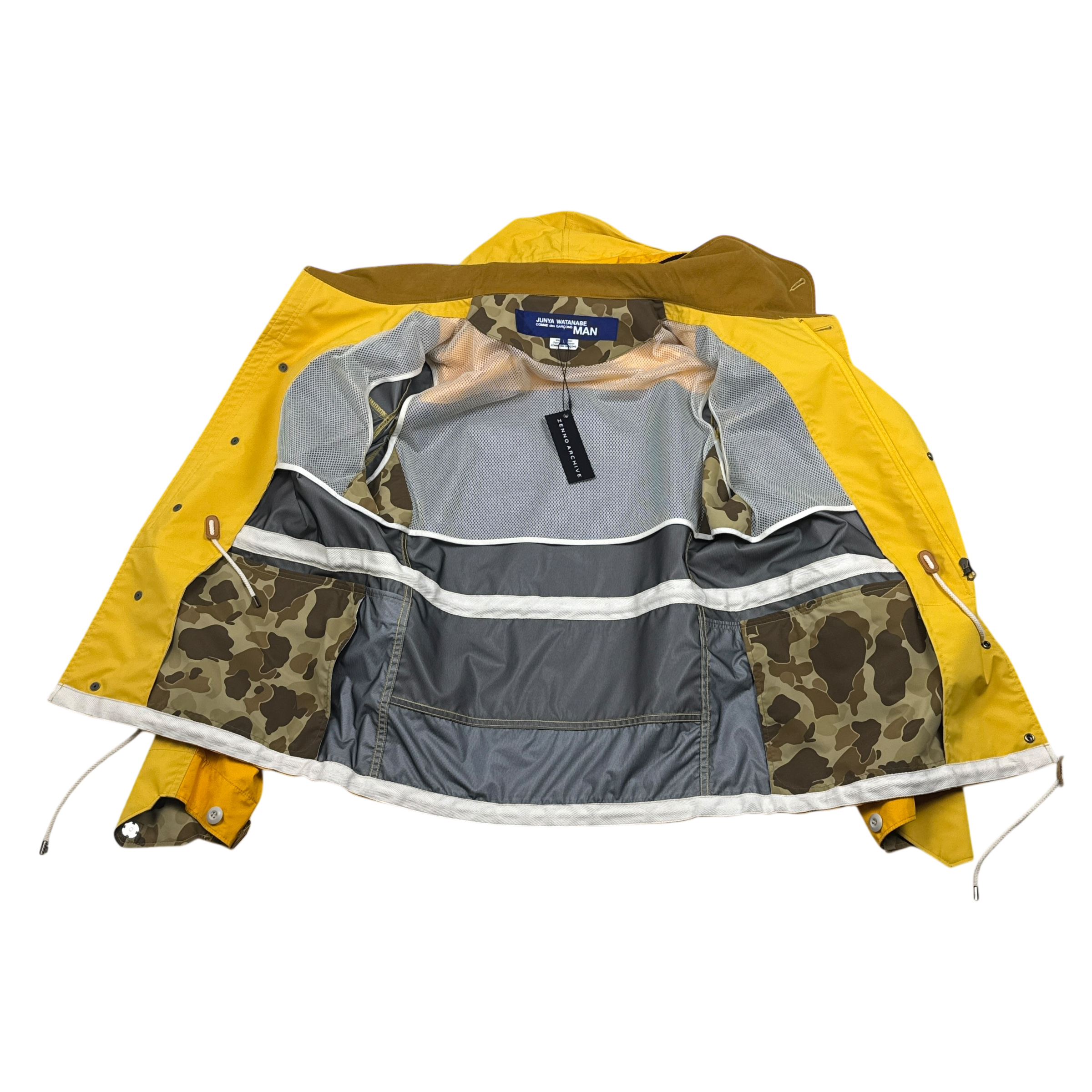 Junya Wantanabe MAN Comme Des Garçons AD2018 Mountain Jacket (With Bag) Yellow/Camo (Fits M-L)
