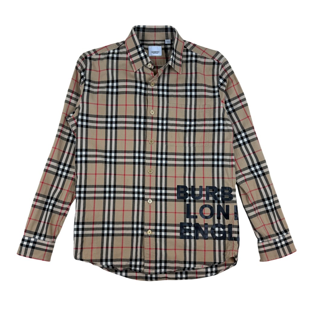 Burberry Nova Check Logo Button-Up Shirt (Size S)