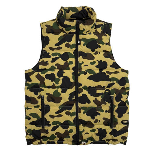 BAPE (A Bathing Ape) 1st Camo Down Vest Yellow (Fits M-L)