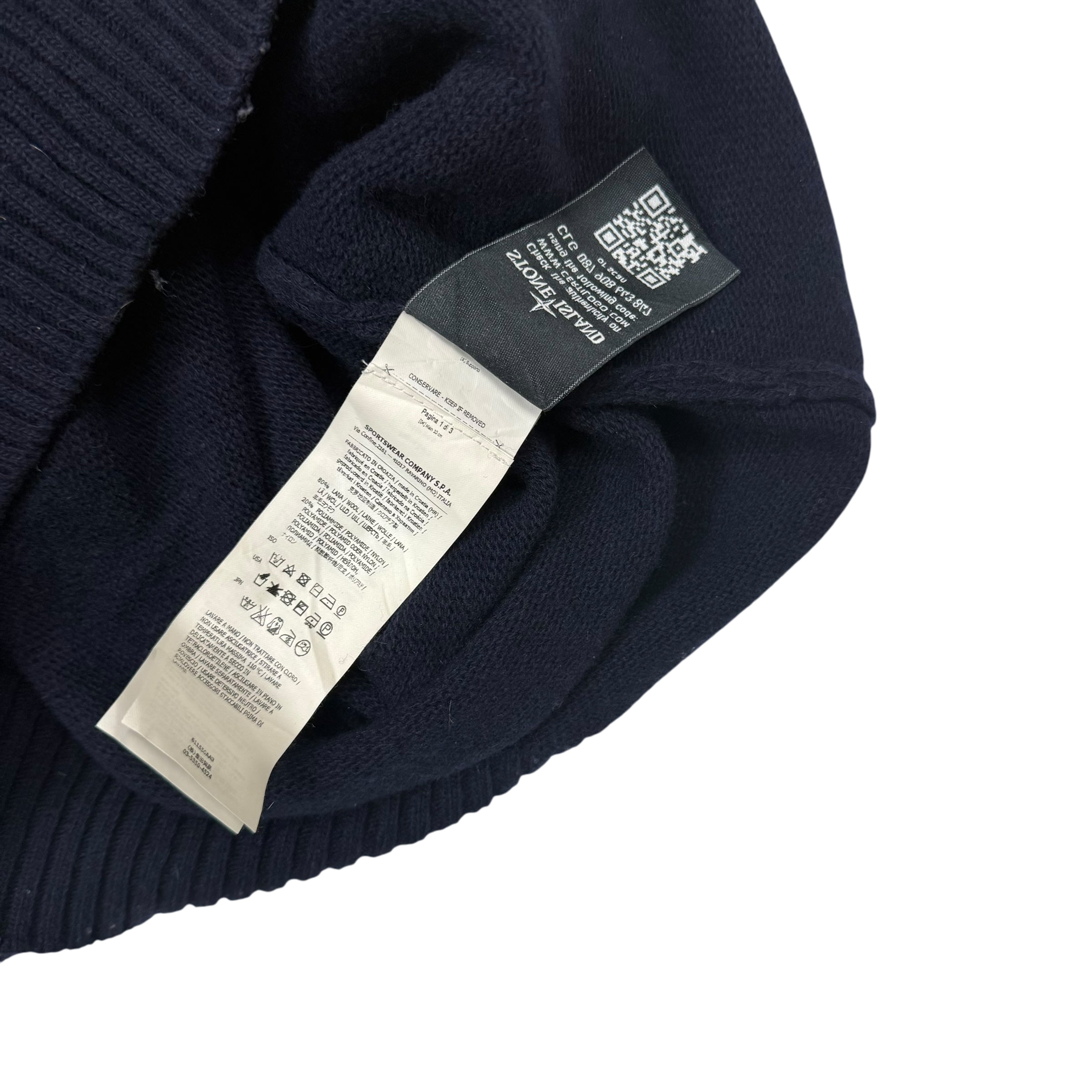 Stone Island Wool Blend Knit Sweatshirt Dark Navy (Size L)