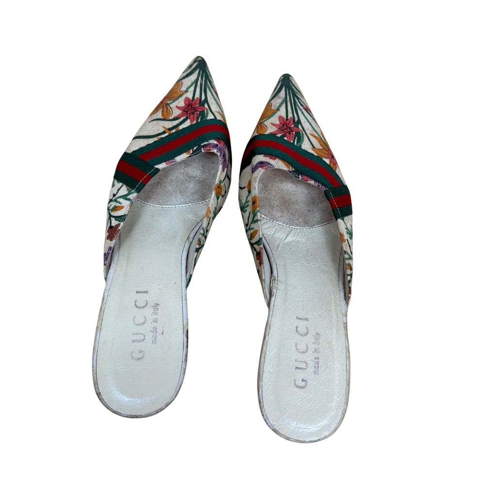 Gucci Floral Kitten Heels (As Is) Size EU35)